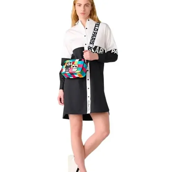 NWT Karl Lagerfeld Paris Maybelle Multicolor Crossbody Camera Bag Purse Handbag - Picture 4 of 9